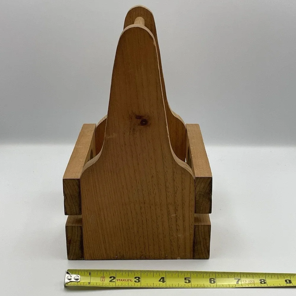 Vintage Wooden Heart Cutout Caddy Basket Tote Holder 10x6x7 Rustic Country Decor